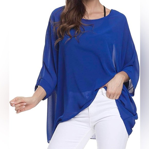NWT Cobalt Blue Flowy Batwing Top - Picture 8 of 9